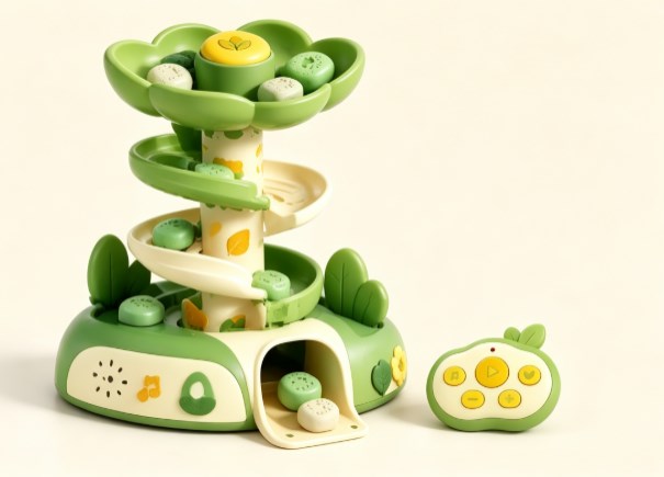 Baby Spiral Tower Toy - Toddler Ball Drop & Roll Ramp Toy with Music, Lights, 8 Textured Sensory Pieces, Cause & Effect Early Learning Interactive Gift for Boys & Girls 1-3 Years