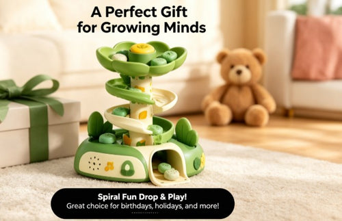Baby Spiral Tower Toy - Toddler Ball Drop & Roll Ramp Toy with Music, Lights, 8 Textured Sensory Pieces, Cause & Effect Early Learning Interactive Gift for Boys & Girls 1-3 Years