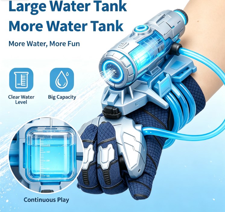 Bulk Water Gun Party Favors for Kids - 2-Pack Summer Novelty Squirt Toys with Wrist Sprinklers & Gloves, Outdoor Water Battle Toys for Pool & Beach