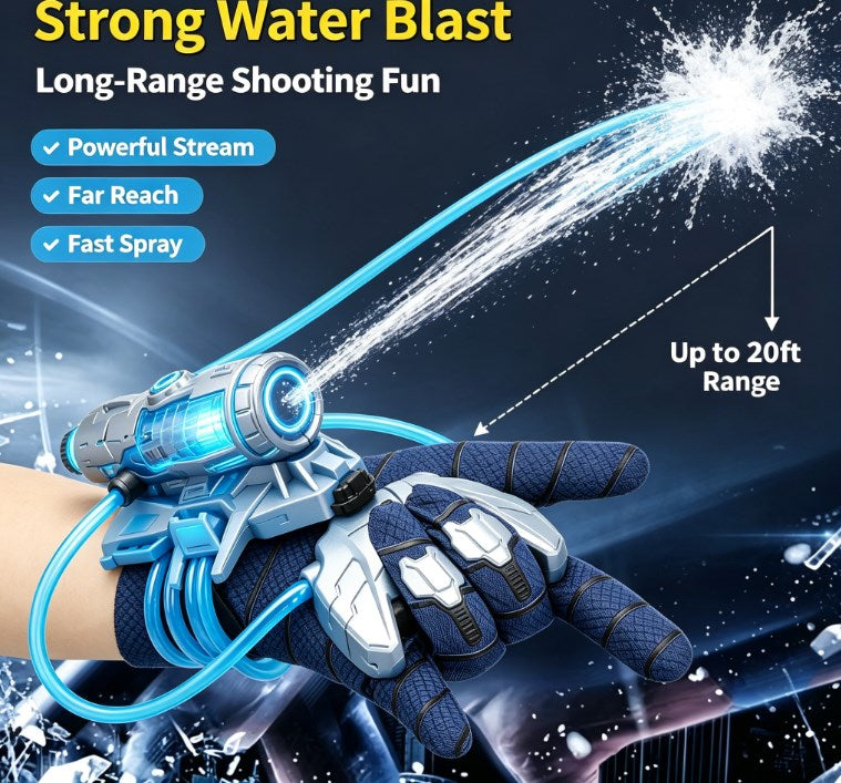 Bulk Water Gun Party Favors for Kids - 2-Pack Summer Novelty Squirt Toys with Wrist Sprinklers & Gloves, Outdoor Water Battle Toys for Pool & Beach