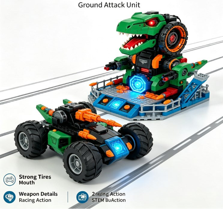 Jurassic Mecha Dino Station Playset - Interactive Transforming T-Rex Headquarters with Glowing Core and Mini Air & Land Vehicles for Boys