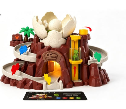 Jurassic Volcano Adventure Play Set – Manual Elevator, Hatching Dinosaur Figure, and Ball Track Ramp for Kids