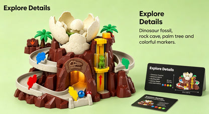 Jurassic Volcano Adventure Play Set – Manual Elevator, Hatching Dinosaur Figure, and Ball Track Ramp for Kids