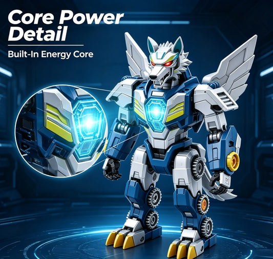 Thunder Wolf Combo Bot - 2-in-1 Transforming Robot Car Toy, Split & Combine Action Figure with Light & Sound, STEM Educational Toy Gift for Kids